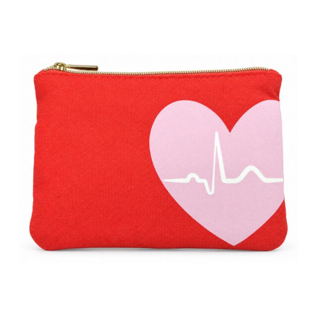 Red Heartbeat Print Coin Purse