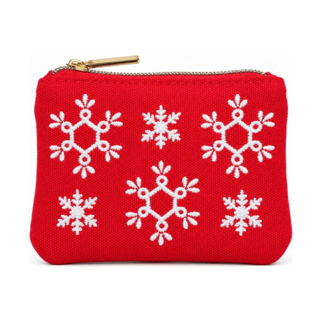 Red Snowflake Embroidered Coin Purse