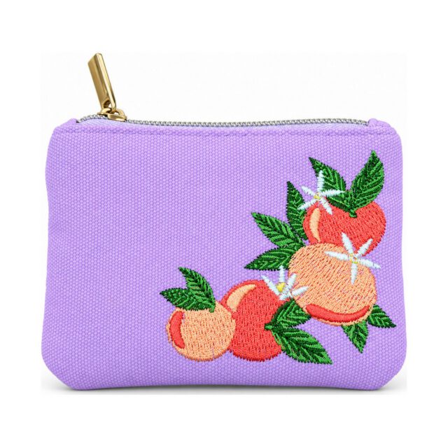 Lavender Peach Embroidered Coin Purse