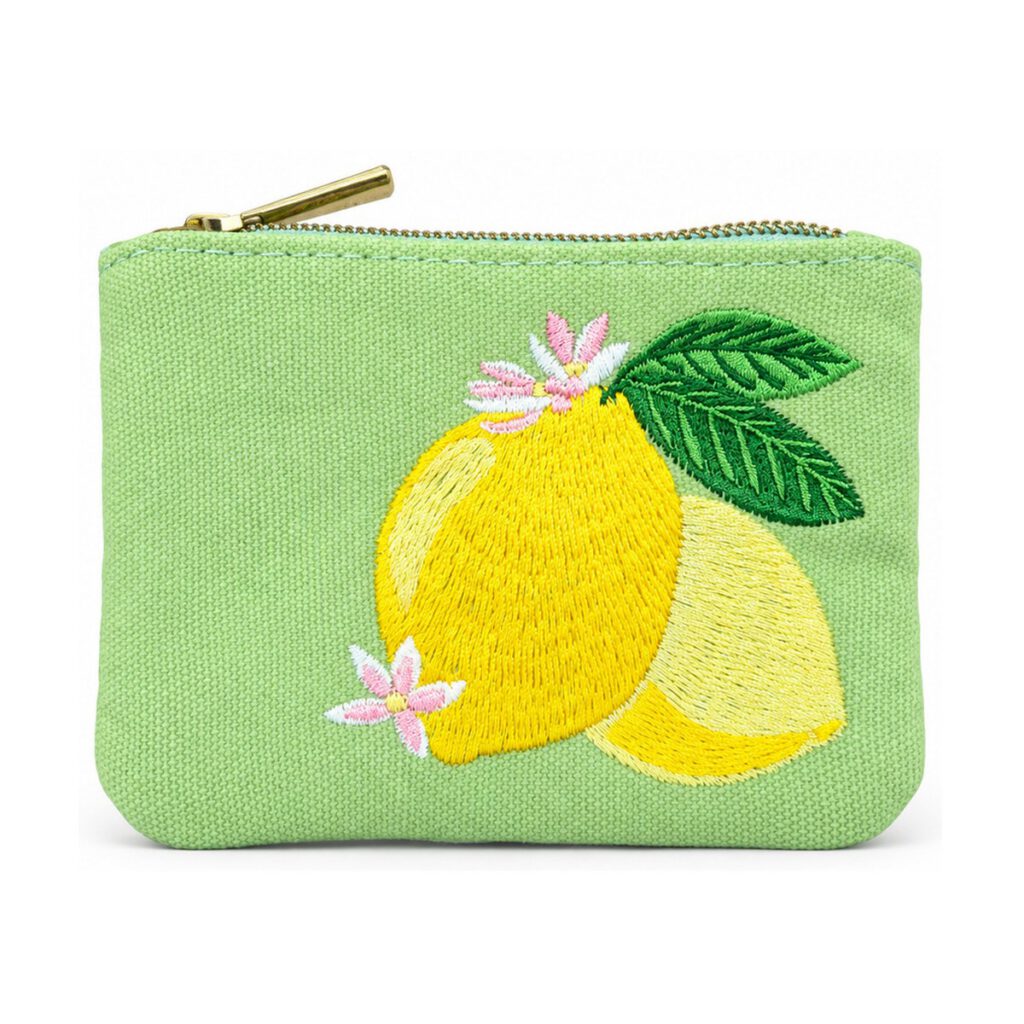Light Green Lemon Embroidered Coin Purse