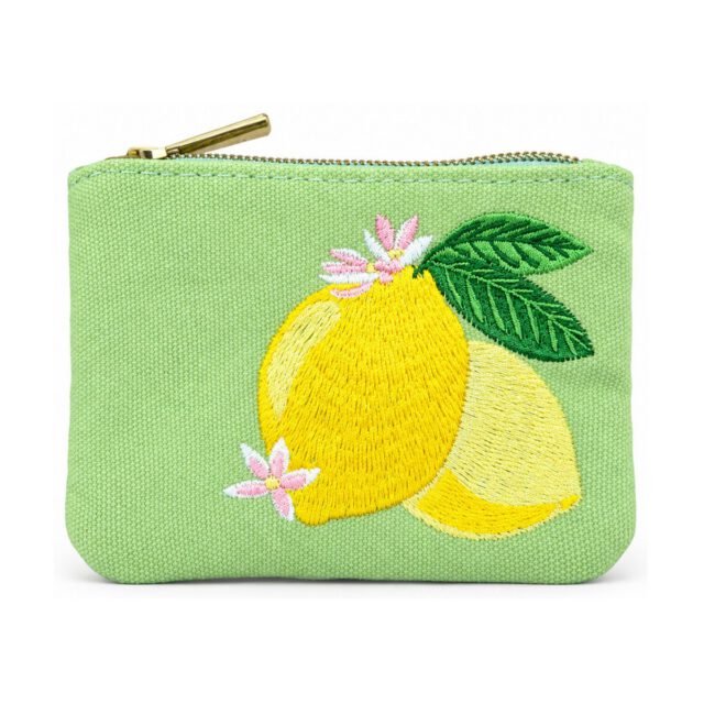 Light Green Lemon Embroidered Coin Purse