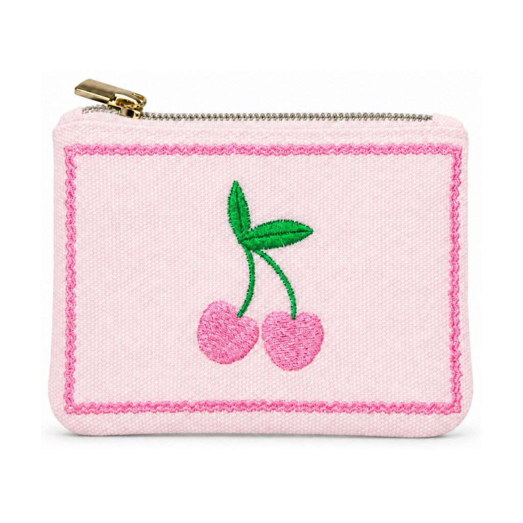 Light Pink Cherry Embroidered Coin Purse