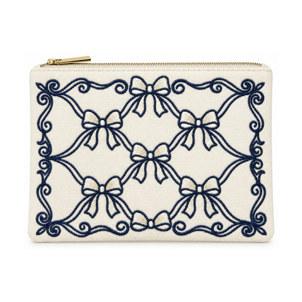 Off-White Bow Embroidered Cosmetic Bag