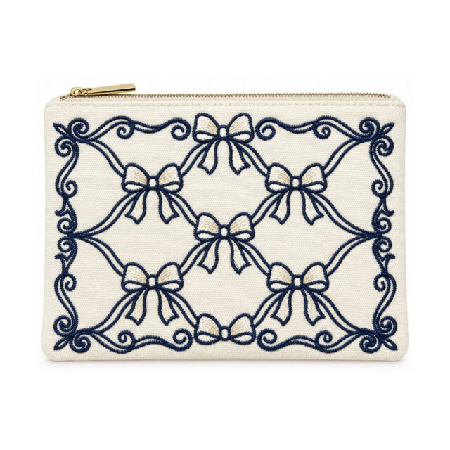 Off-White Bow Embroidered Cosmetic Bag