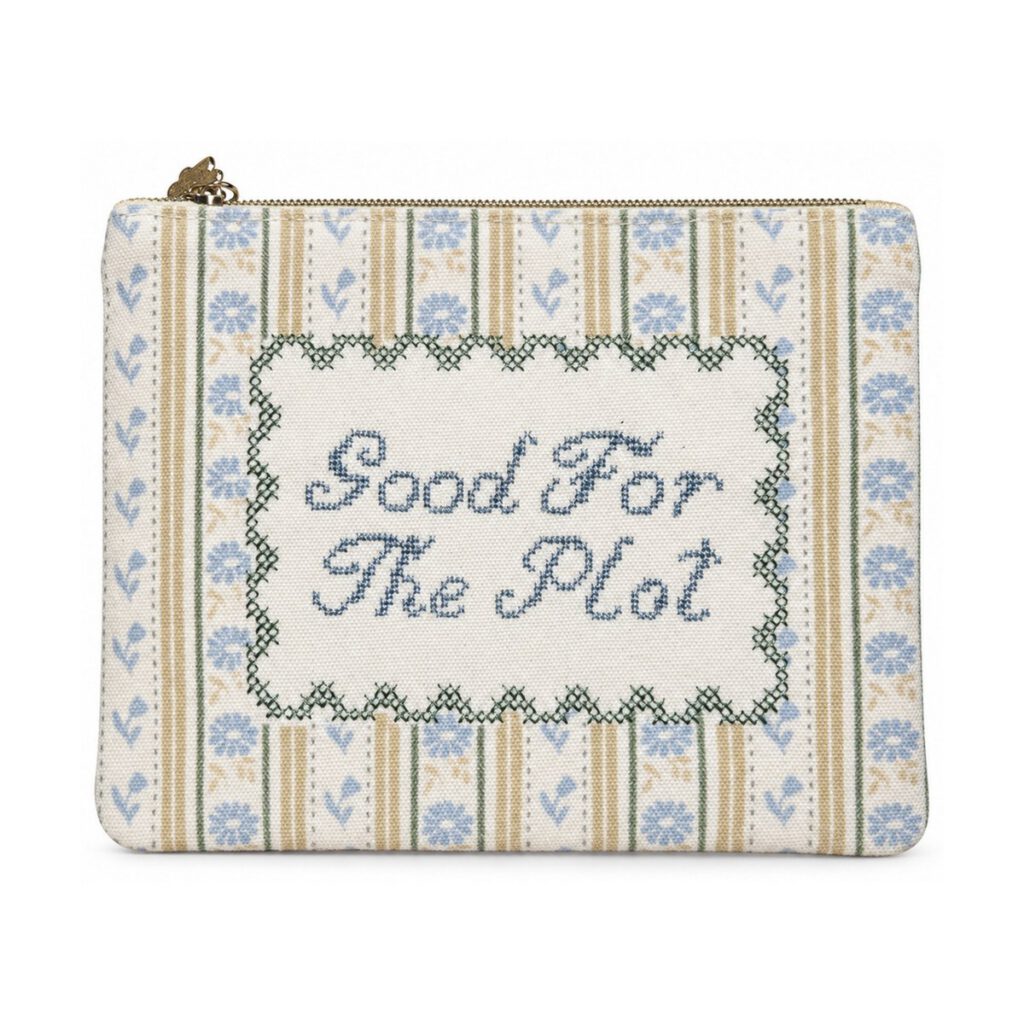 Off-White Striped Floral Letter Embroidered Cosmetic Bag