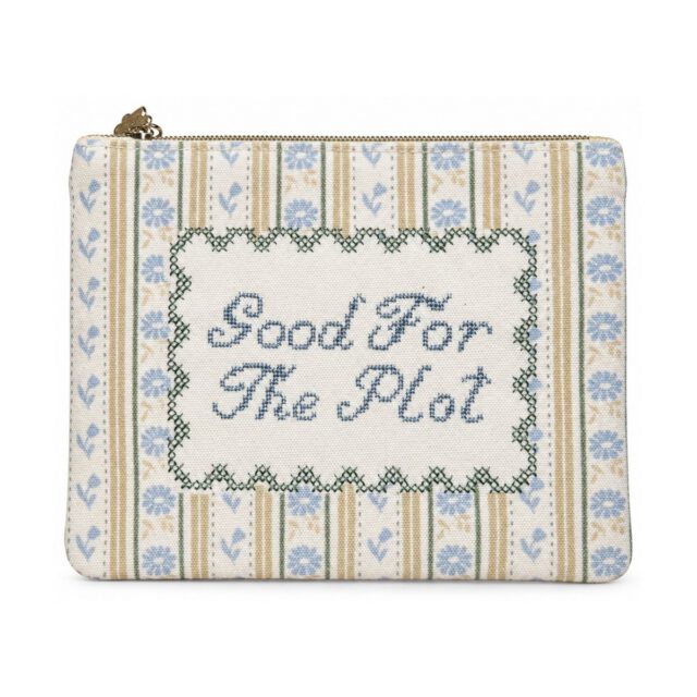 Off-White Striped Floral Letter Embroidered Cosmetic Bag
